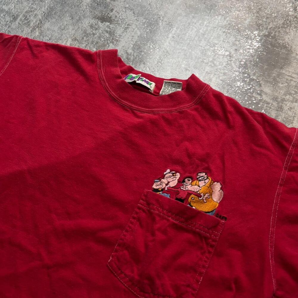 Vintage 90s Toon Time Red T Shirt. Popeye Size Medium